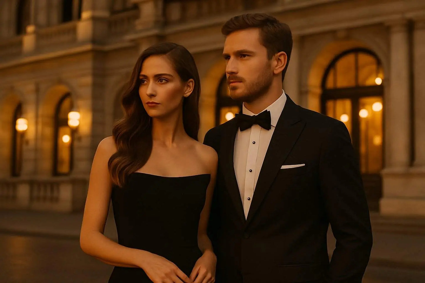 Mann und Frau in eleganter Abendgarderobe