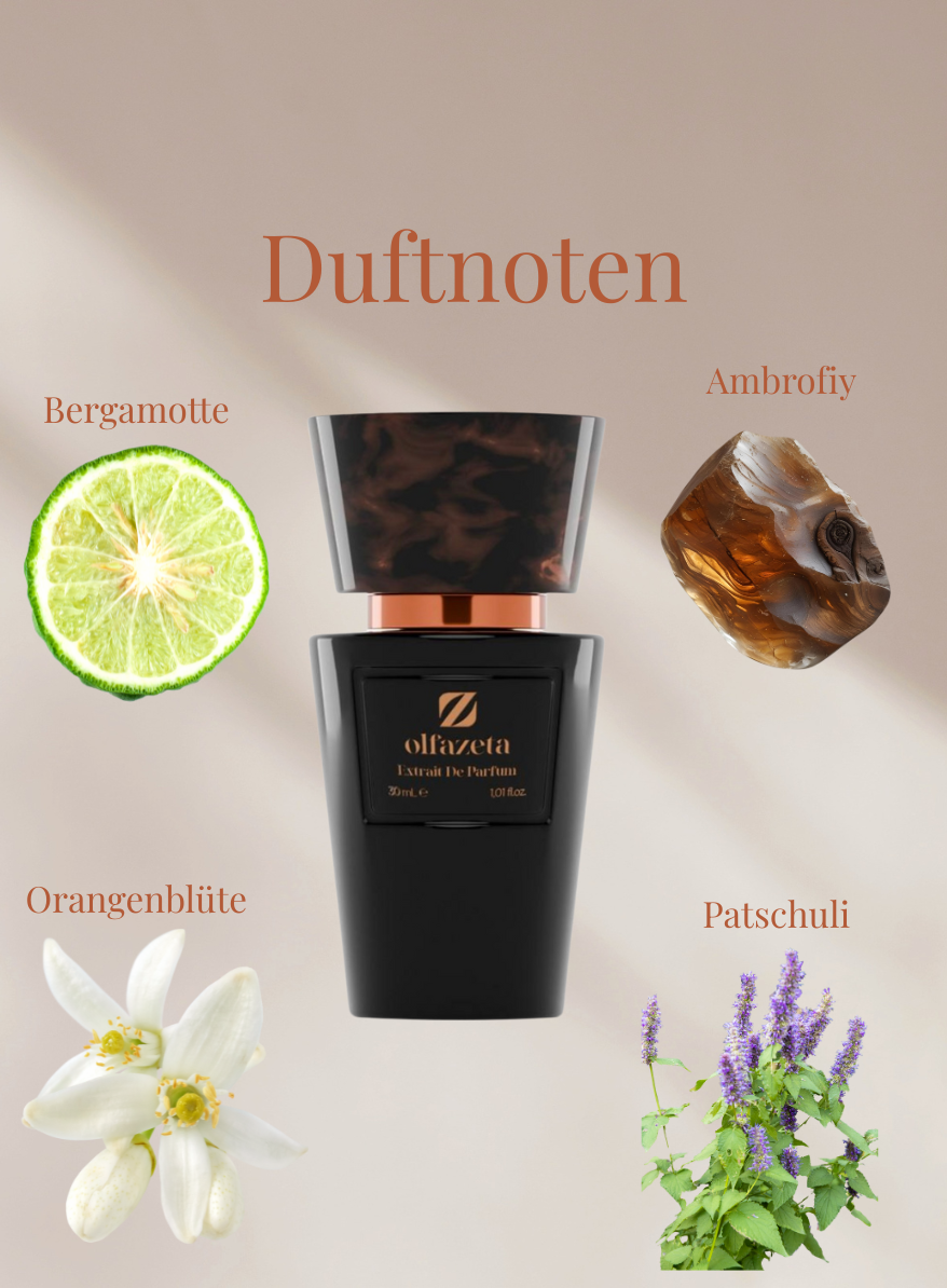 Chogan Parfum 079 mit Duftnoten von Bergamotte, Orangenblüte, Ambrofix und Patschuli in elegantem Flakon